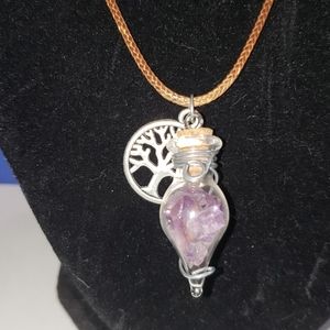 Amethyst Healing Bottle Tree of Life Necklace